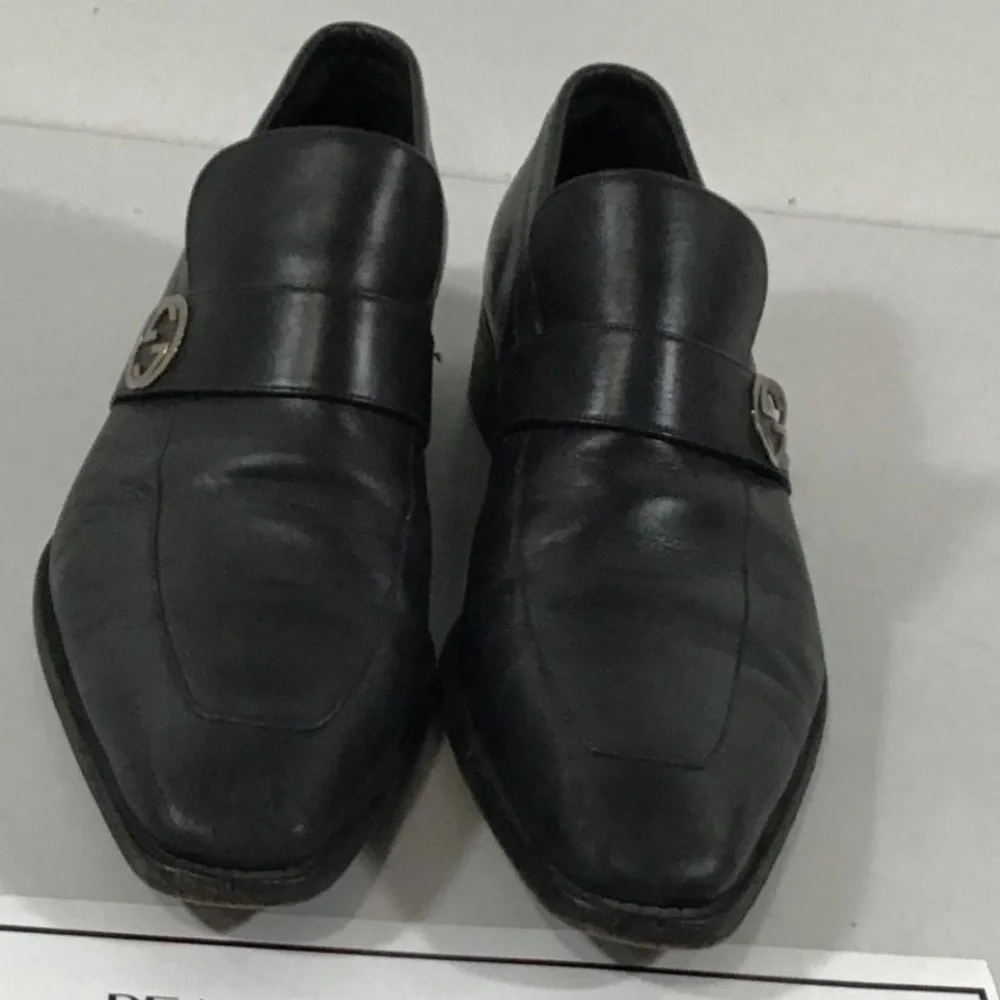Men's Gucci Broadwick Interlocking GG Black Leather Slip On Loafers Size 9.5M - Picture 2 of 6